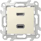 Коннектор HDMI+USB 2.0, слоновая кость