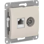                  GLOSSA РОЗЕТКА двойная ТВ + компьютерная RJ45, кат. 5Е, МОЛОЧНЫЙ
               