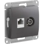                  GLOSSA РОЗЕТКА двойная ТВ + компьютерная RJ45, кат. 5Е, ГРАФИТ
               