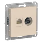                  Розетка ATLASDESIGN двойная компьютерная+ТВ RJ45+TV категория 5E механизм бежевый
               