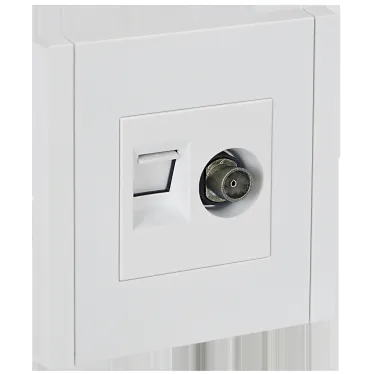 FORTE@PIANO Розетка двойная TV+RJ45 кат.6 FP237 белый IEK