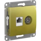                  GLOSSA РОЗЕТКА двойная ТВ + компьютерная RJ45, кат. 5Е, ФИСТАШКОВЫЙ
               