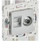 SKANDY Розетка двойная TV+RJ45 кат.6E SK-A15S серебряный IEK