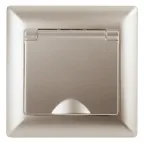 Розетка 2P+E Schuko с крышкой, 16А-250В, СУ, Solo, шампань, 4-203-04