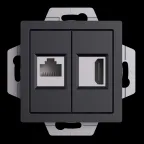                  ATLASDESIGN РОЗЕТКА двойная HDMI+RJ45, кат.5Е, механизм, КАРБОН
               