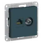                  Розетка ATLASDESIGN двойная компьютерная+ТВ RJ45+TV категория 5E механизм изумруд
               