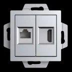                  ATLASDESIGN РОЗЕТКА двойная HDMI+RJ45, кат.5Е, механизм, АЛЮМИНИЙ
               