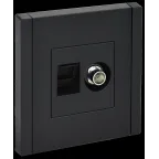                  FORTE@PIANO Розетка двойная TV+RJ45 кат.6 FP137 черный IEK
               