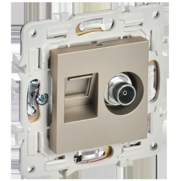 SKANDY Розетка двойная TV+RJ45 кат.6E SK-A15Sh шампань IEK