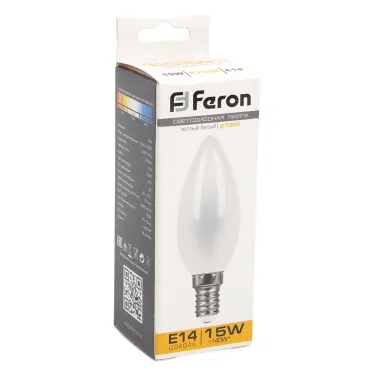 Лампа светодиодная LED 15вт Е14 теплый матовая свеча FILAMENT