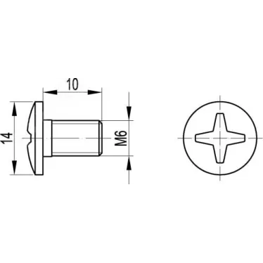 Винт М6х10 с крестообразным шлицем INOx (200 шт)