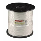 Кабель коаксиальный RG-59U+Cu (75 Ом), Cu/Al/Cu, бухта 305 м, белый, REXANT