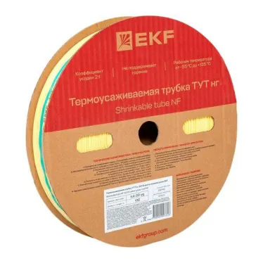 Трубка термоусаживаемая ТУТ нг 20/10 жел-зел рулон PROxima