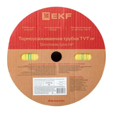 Трубка термоусаживаемая ТУТ нг 30/15 жел-зел рулон PROxima