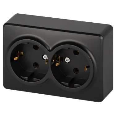 Розетка Эксперт 11-2205-05 двойная с заземлением 2х2P+E Schuko IP20 16A-250В ОУ антрацит
