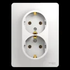                  GLOSSA Розетка двойная с заземлением в сборе белая
               