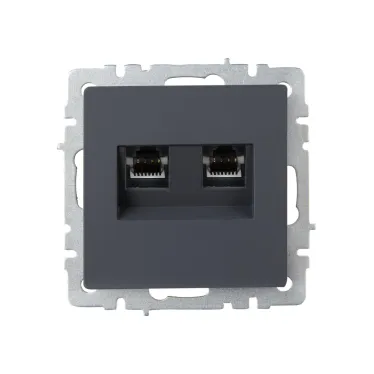 BRITE Розетка компьютерная двойная RJ45 кат.6 РК11-2-БрГ графит IEK