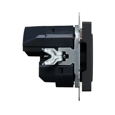 BRITE Розетка с заземлением с защитными шторками 16А с USB A+A 2,1А РЮш10-1-БрГ графит