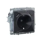 BRITE Розетка с заземлением с защитными шторками 16А с USB A+A 2,1А РЮш10-1-БрГ графит