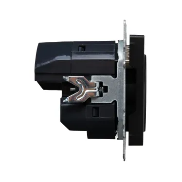 BRITE Розетка с заземлением с защитными шторками 16А с USB A+A 3,1А РЮш10-2-БрЧ черный