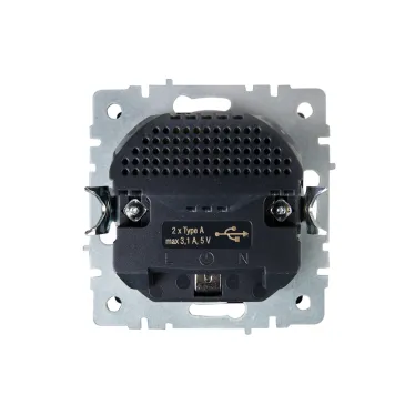 BRITE Розетка с заземлением с защитными шторками 16А с USB A+A 3,1А РЮш10-2-БрЧ черный
