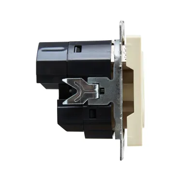 BRITE Розетка с заземлением с защитными шторками 16А с USB A+A 2,1А РЮш10-1-БрКр бежевый