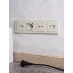 BRITE Розетка с заземлением с защитными шторками 16А с USB A+A 2,1А РЮш10-1-БрКр бежевый