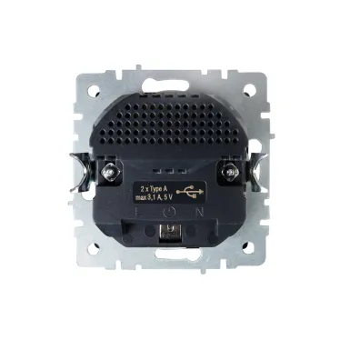 BRITE Розетка с заземлением с защитными шторками 16А с USB A+A 3,1А РЮш10-2-БрМ маренго