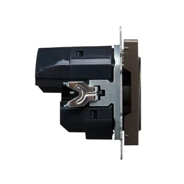 BRITE Розетка с заземлением с защитными шторками 16А с USB A+A 3,1А РЮш10-2-БрТБ бронза