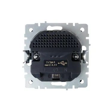 BRITE Розетка с заземлением с защитными шторками 16А с USB A+A 3,1А РЮш10-2-БрТБ бронза