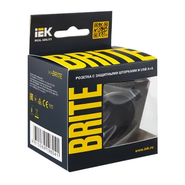 BRITE Розетка с заземлением с защитными шторками 16А с USB A+A 3,1А РЮш10-2-БрТБ бронза