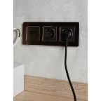 BRITE Розетка с заземлением с защитными шторками 16А с USB A+A 3,1А РЮш10-2-БрТБ бронза