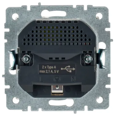 BRITE Розетка с заземлением с защитными шторками 16А с USB A+A 2,1А РЮш10-1-БрБ белый