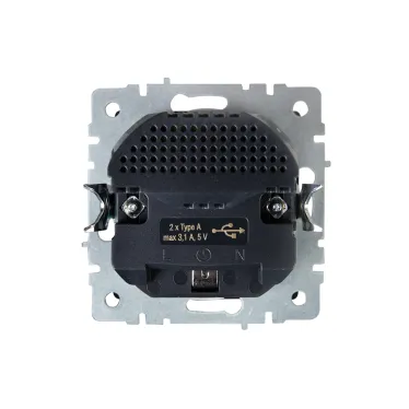 BRITE Розетка с заземлением с защитными шторками 16А с USB A+A 3,1А РЮш10-2-БрЖ жемчуг