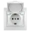 Розетка Intro Plano 1-207-01 с заземлением 2P+E Schuko с крышкой шторками, 16А-250В, IP20, СУ, белый