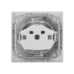 Розетка Intro Plano 1-206-03 с заземлением 2P+E Schuko со шторками, 16А-250В, IP20, СУ, алюминий
