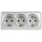 Розетка Эксперт 11-2208-03 тройная с заземлением 3х2P+E Schuko IP20 16A-250В ОУ алюминий