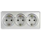 Розетка Эксперт 11-2208-03 тройная с заземлением 3х2P+E Schuko IP20 16A-250В ОУ алюминий