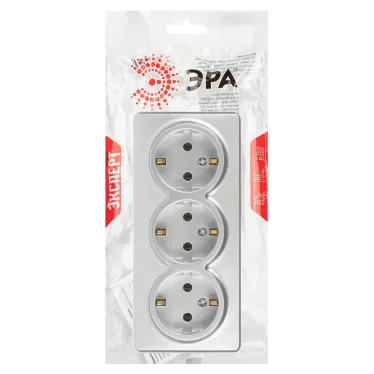 Розетка Эксперт 11-2208-03 тройная с заземлением 3х2P+E Schuko IP20 16A-250В ОУ алюминий