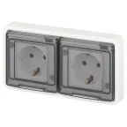 Розетка Эксперт 11-2523-01 2х2P+E гориз. IP55, 16A-250В, СУ, белый