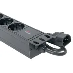 Блок розеток PDU TERACOM PRO 19' 1U 10А/250В 9 роз. Schuko шнур 2 м 3x1.5 мм2 вилка C14 корпус алюминий черный
