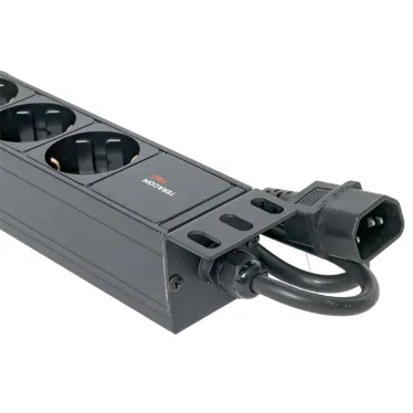 Блок розеток PDU TERACOM PRO 19' 1U 10А/250В 9 роз. Schuko шнур 2 м 3x1.5 мм2 вилка C14 корпус алюминий черный