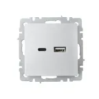 BRITE Розетка USB A+C 18Вт РЮ11-1-БрА алюминий