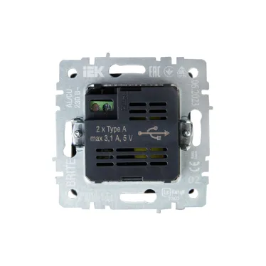 BRITE Розетка USB A+A 3.1А РЮ10-1-БрЧ черный