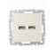 BRITE Розетка USB A+A 5В 3,1А РЮ10-1-БрКр бежевый