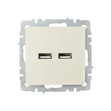 BRITE Розетка USB A+A 5В 3,1А РЮ10-1-БрКр бежевый