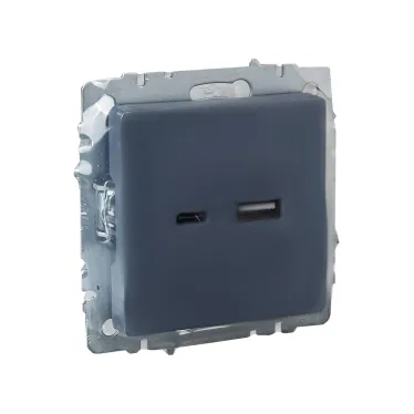 BRITE Розетка USB A+C 18Вт РЮ11-1-БрМ маренго