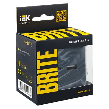 BRITE Розетка USB A+C 18Вт РЮ11-1-БрМ маренго