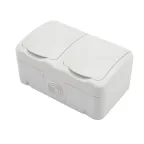 Блок горизонтальный 2 розетки Mini OG IP54 с заземлением, о/у, белый