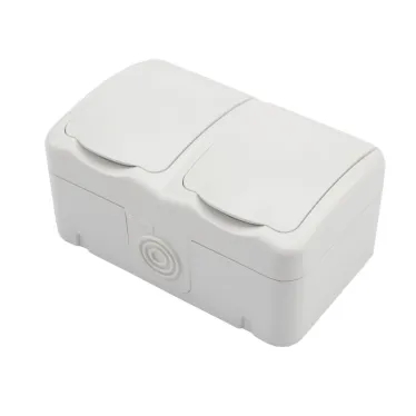 Блок горизонтальный 2 розетки Mini OG IP54 с заземлением, о/у, белый